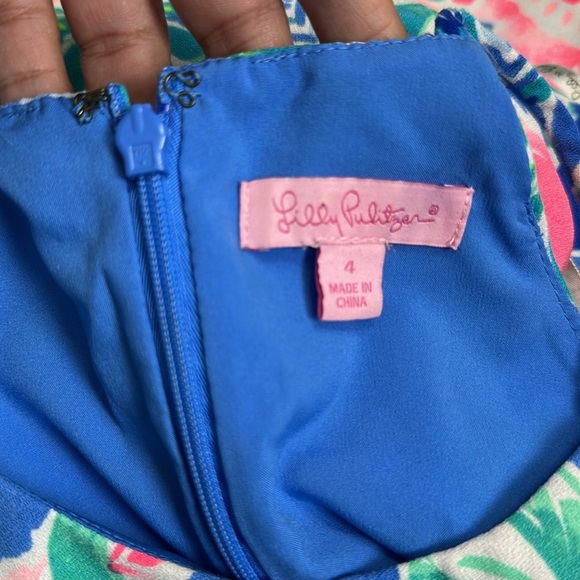 Lilly Pulitzer Jet Stream Pearl Romper Dress Blue Green Pink Women’s Size 4 - Picture 10 of 15